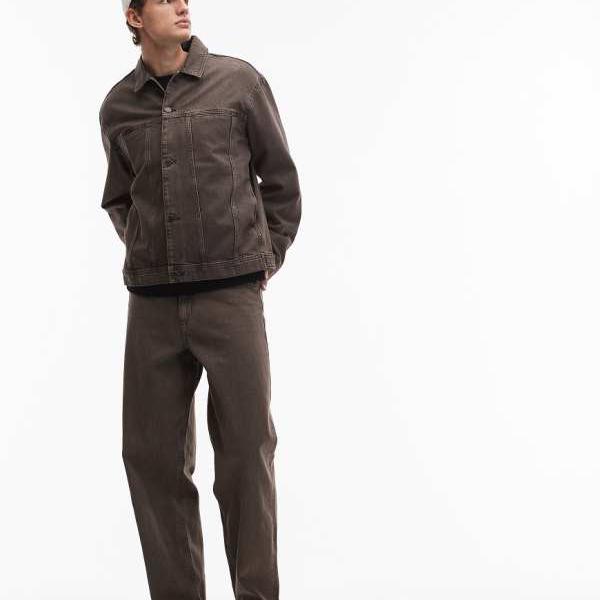 エイソス ASOS asos ASOS DESIGN コーデュロイストレートジーンズ（ブラウンウォッシュ） パンツ ボトム メンズ 男性 インポートブランド 小さいサイズから大きいサイズまで