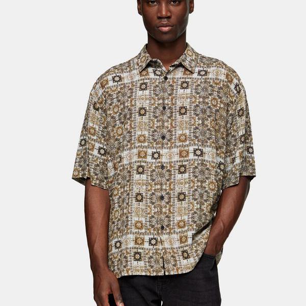 想像を超えての トップマン Topman Topman グレーのトップマンバンダナプリントシャツ アクセサリー メンズ 男性 インポートブランド 50 Off Hajoseppelt De