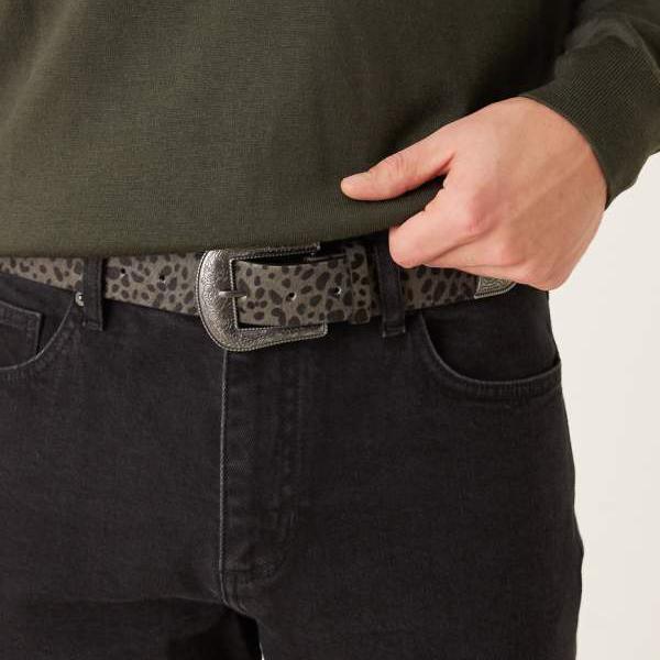 エイソス ASOS asos ASOS DESIGN レザーのヒョウ柄ウエスタンベルト ベルト メンズ 男性 インポートブランド