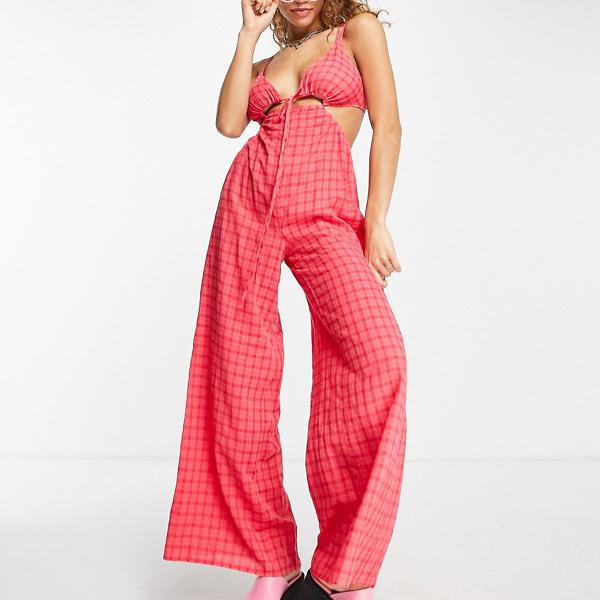 トップショップ Topshop TOPSHOP トップショップは珊瑚の織り目加工のジャンプスーツを切り取りました オールインワン レディース 女性 インポートブランド 小さいサイズから大きいサイズまで