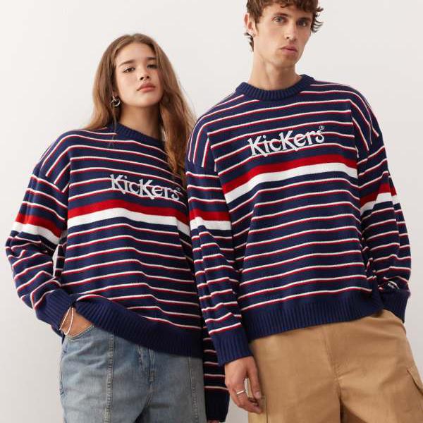 キッカーズ Kickers キッカーズの赤と青のストライプ柄スウェットシャツ トップス レディース 女性 インポートブランド 小さいサイズから大きいサイズまで