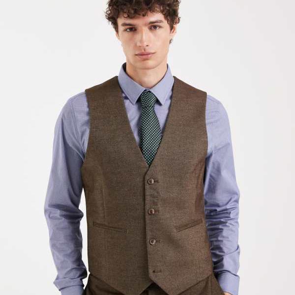 エイソス ASOS asos ASOS DESIGN ウール風スキニースーツウエストコート（ブラウン） ベスト メンズ 男性 インポートブランド 小さいサイズから大きいサイズまで｜セレクトショップ　Diva　Closet 12,936円