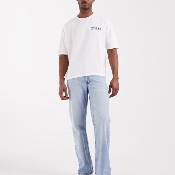 エイソス ASOS asos ASOS DESIGN ワイドフレアジーンズ（ミッドウォッシュブルー） ズボン下 下つ方 メンズ 成人男性 インポートブランド ごく小さい大きさから大層らしい大きさまで