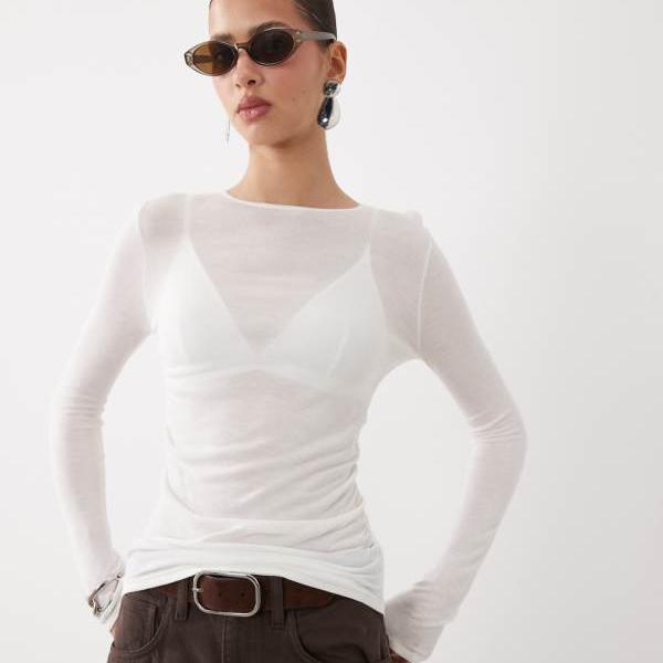 エイソス ASOS asos ASOS DESIGN シアーニット ホンブルグ帽触れ合う 片方ギャザー入り口・入口トップス（皮膚軟化剤色） トップス レディース お上さん インポートブランド たわい無い大きさから気が大きい大きさまで