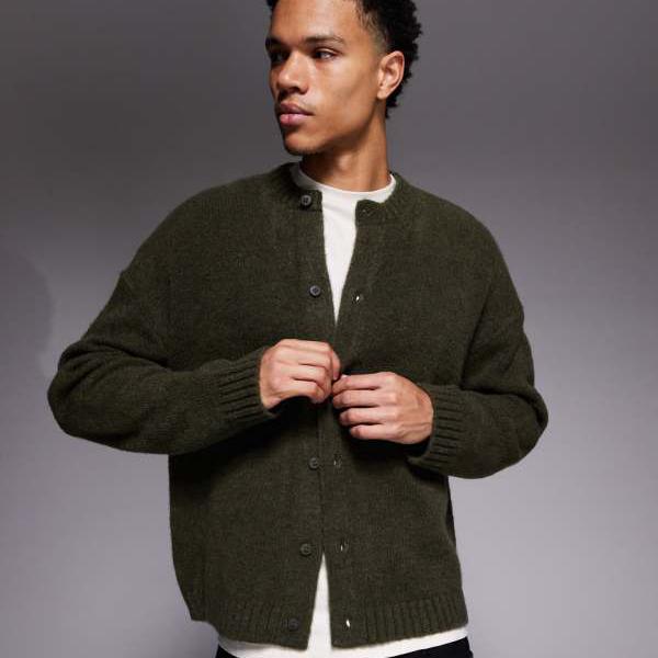 エイソス ASOS asos ASOS DESIGN 大層らしい大きさ 編み物 労働者の一団のど首 ジレー（緑であること） トップス メンズ 成人男性 インポートブランド ごく小さい大きさから大層らしい大きさまで