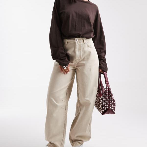 ミスセルフリッジ Miss Selfridge ミスセルフリッジ バレルレッグジーンズ（エクリュウォッシュ） パンツ ボトム レディース 女性 インポートブランド 小さいサイズから大きいサイズまで