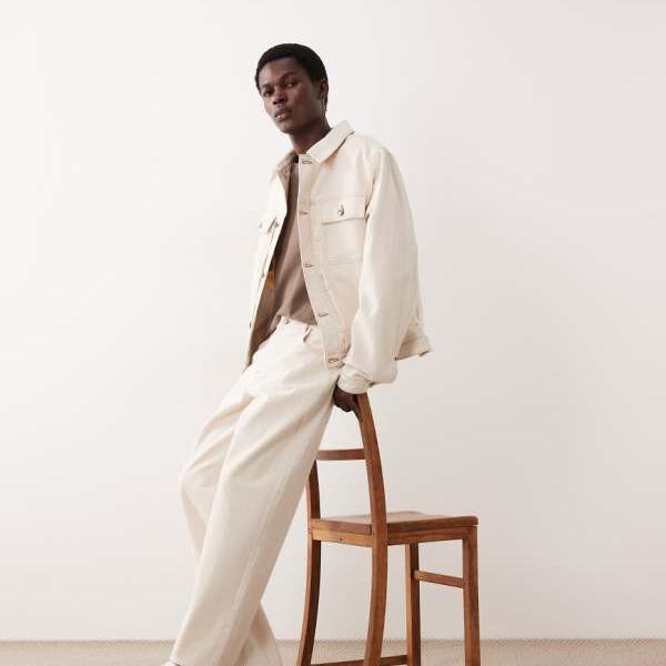 ASOS COLLECTIVE セットアップ AC-B253 クラシックストレートフィットジーンズ（エクリュデニム） ズボン下 下つ方 メンズ 成人男性 インポートブランド たわい無い大きさから気が大きい大きさまで