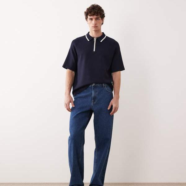 ASOS COLLECTIVE AC-B253 クラシックストレートフィットデニムジーンズ（ミッドブルーストーンウォッシュ） ズボン下 下つ方 メンズ 成人男性 インポートブランド たわい無い大きさから気が大きい大きさまで