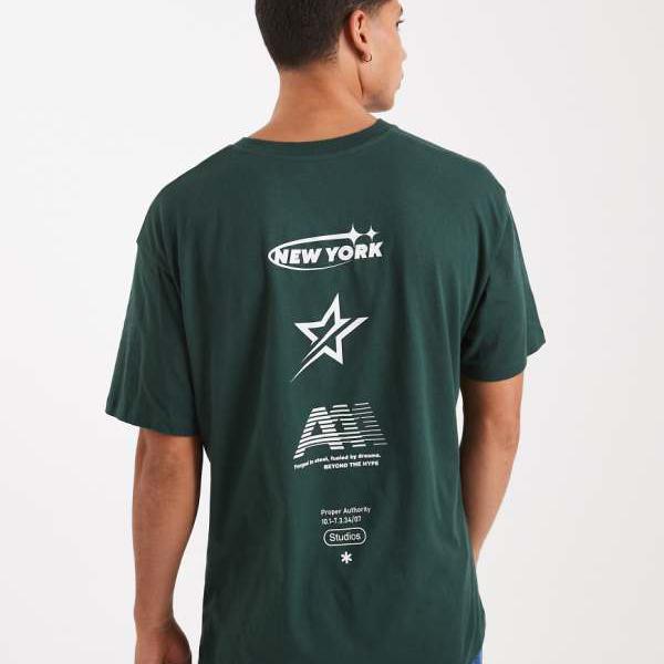 ジャックアンドジョーンズ Jack \u0026 Jones ダークグリーンのバックプリントのジャック＆ジョーンズTシャツ トップス メンズ 男性 インポートブランド 小さいサイズから大きいサイズまで