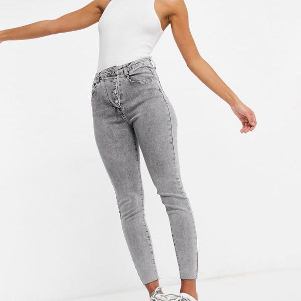 工場直送 ミスガイデッド Missguided アシッドウォッシュのミスガイド非対称ボタンジーンズ パンツ ボトム レディース 女性 インポートブランド 小さいサイズから大きいサイズまで 公式店舗 Peacewithoutborders Pk
