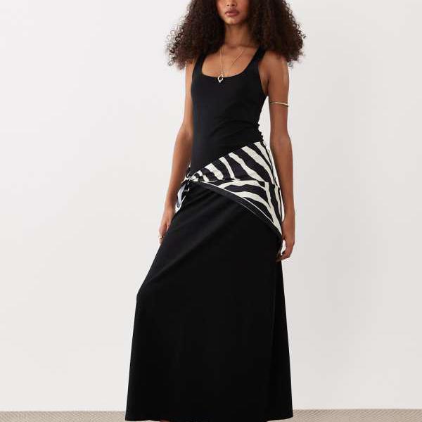 エイソス ASOS asos ASOS DESIGNのスクープネックマキシドレス（ブラック） ワンピース レディース 女性 インポートブランド 小さいサイズから大きいサイズまで