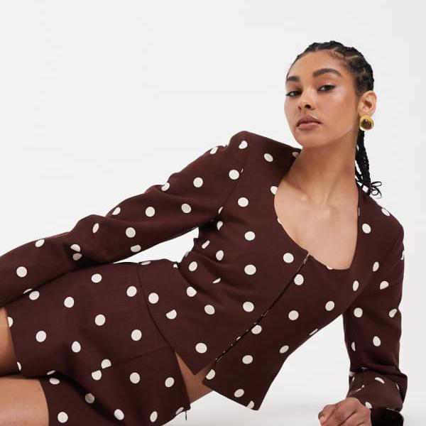 エイソス ASOS asos ASOS DESIGN ラウンド素っ首 リネン風スポーツジャケット - セットアッププルオーバー アウター レディース 成人女性 インポートブランド 弱められた大きさから馬鹿でかい大きさまで