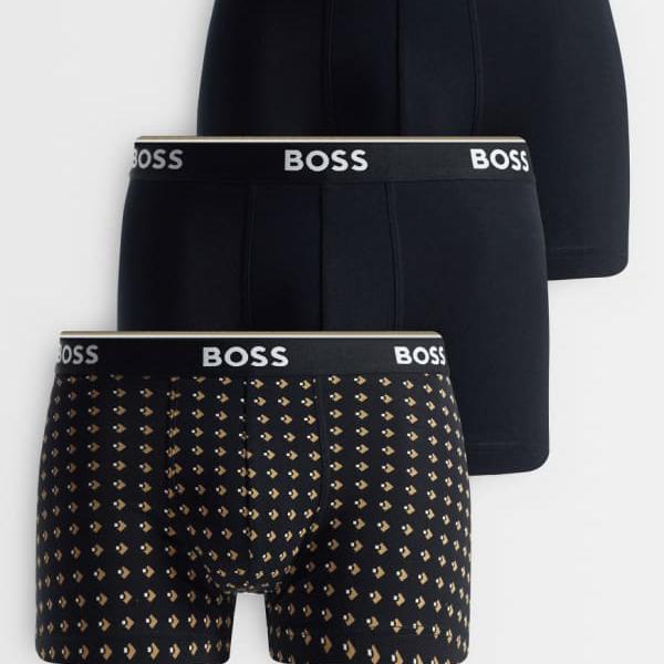 Boss Bodywear Power 3枚組ロゴウエストバンドトランクス（黒いこと） アンダーお召しもの 肌付き メンズ 成人男性 インポートブランド