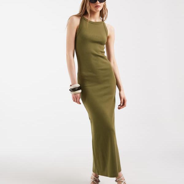 エイソス ASOS asos ASOS DESIGN リブ付きタンクミディドレス（シトラスグリーン） ワンピース レディース 女性 インポートブランド 小さいサイズから大きいサイズまで