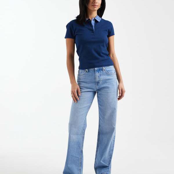 エイソス ASOS asos ASOS DESIGN プチコンフォートストレッチストレートレッグジーンズ（ブライトブルー）  下つ方  レディース 亭主もち インポートブランド ごく小さい大きさから大層らしい大きさまで