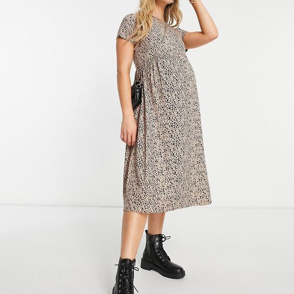 Wednesday's Girl Maternity ウェンズデーズ ガール マタニティ ミディ スモック ドレス、スマッジ スポット プリント ワンピース レディース 女性 インポートブランド 小さいサイズから大きいサイズまで