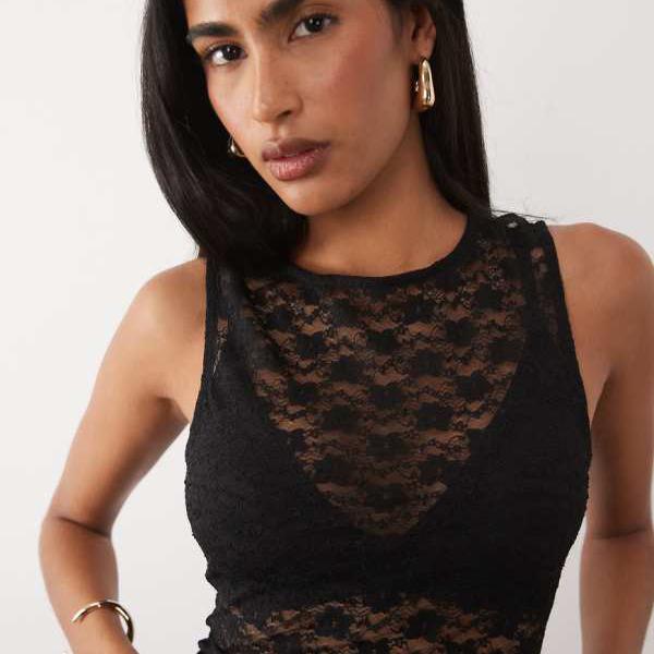 エイソス ASOS asos ASOS DESIGN レースタンクトップ（ブラック） トップス レディース 女性 インポートブランド 小さいサイズから大きいサイズまで