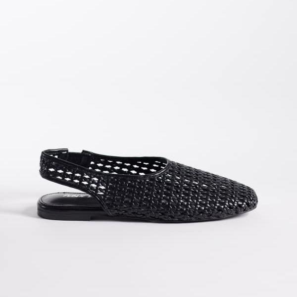 パブリックデザイア Public Desire パブリックデザイアスパイススリングバックウーブンバレエフラット(ブラック) 靴 レディース 女性 インポートブランド 小さいサイズから大きいサイズまで