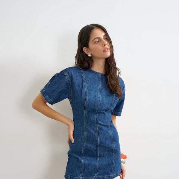 トップショップ Topshop TOPSHOP トップショップのデニム半袖ミニドレス（ミッドブルー） ワンピース レディース 女性 インポートブランド 小さいサイズから大きいサイズまで｜セレクトショップ　Diva　Closet
