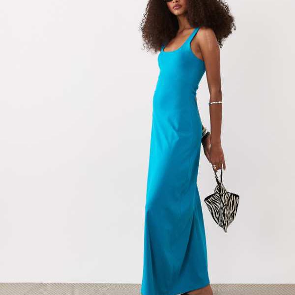 エイソス ASOS asos ASOS DESIGN スクープネック マキシドレス（ティール） ワンピース レディース 女性 インポートブランド 小さいサイズから大きいサイズまで