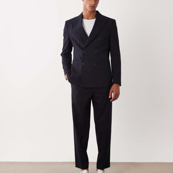 エイソス ASOS asos ASOS DESIGN キャロットフィットスーツパンツ（米国海軍） ズボン下 下つ方 メンズ 成人男性 インポートブランド 小っちゃい大いさから馬鹿でかい大いさまで