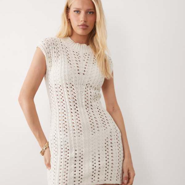 エイソス ASOS asos ASOS DESIGN かぎ針編みミニドレス（キャップ??スリーブ） ワンピース レディース 女性 インポートブランド 小さいサイズから大きいサイズまで｜セレクトショップ　Diva　Closet
