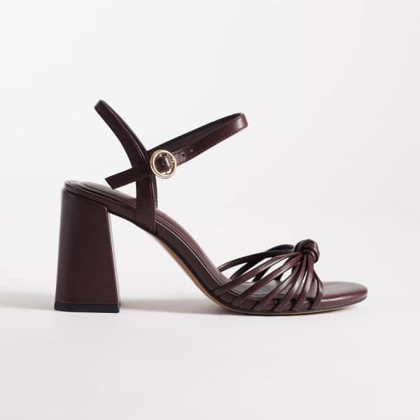 エイソス ASOS asos ASOS DESIGN ヘロン ノットミッドブロックヒールサンダル(チョコレート) 靴 レディース 女性 インポートブランド 小さいサイズから大きいサイズまで