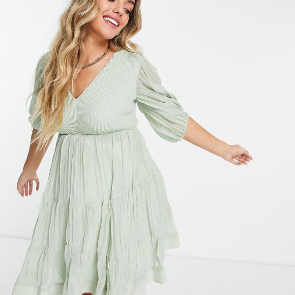 ミスガイデッド Missguided ライトグリーンのクリンクルシフォンのミスガイデッドマタニティミニドレス 妊婦さん レディース 女性 インポートブランド 小さいサイズから大きいサイズまで