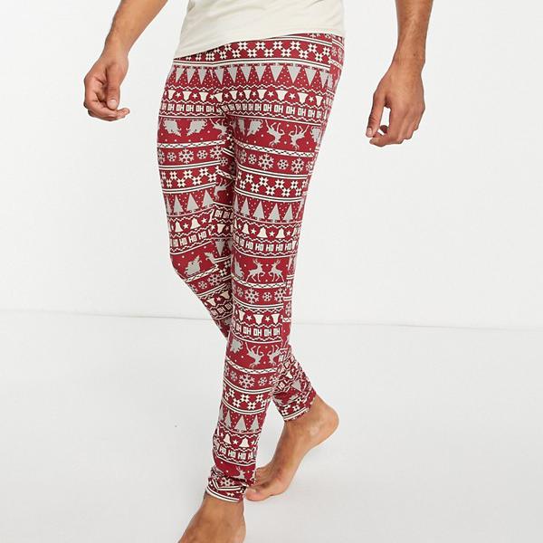 エイソス Asos Asos フェアアイルプリントのasosdesignクリスマスラウンジメギング パンツ ボトム メンズ 男性 インポートブランド 小さいサイズから大きいサイズまで Ipag Org