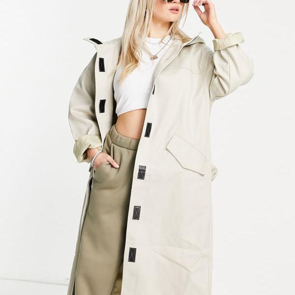 高い素材 楽天市場 エイソス Asos Asos Asosdesignストーンのプチフード付きトレンチコート アウター レディース 女性 インポート ブランド 小さいサイズから大きいサイズまで セレクトショップ Diva Closet 想像を超えての Advance Com Ec