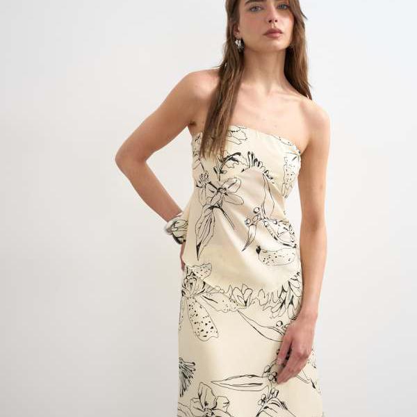 トップショップ Topshop TOPSHOP トップショップのモノトーンのスケッチ風花柄スカーフとバンドゥトップのセットアップ トップス レディース 女性 インポートブランド 小さいサイズから大きいサイズまで