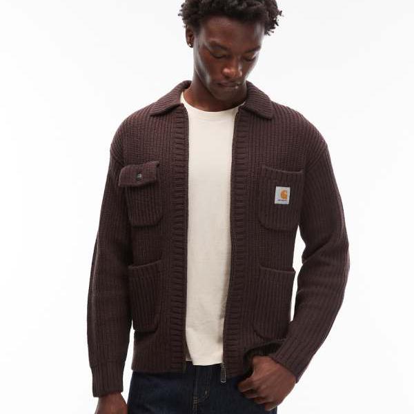 カーハート Carhartt WIP Carhartt Carhartt WIP のチョアニットジャケット（ダークブラウン） アウター レディース 女性 インポートブランド 小さいサイズから大きいサイズまで