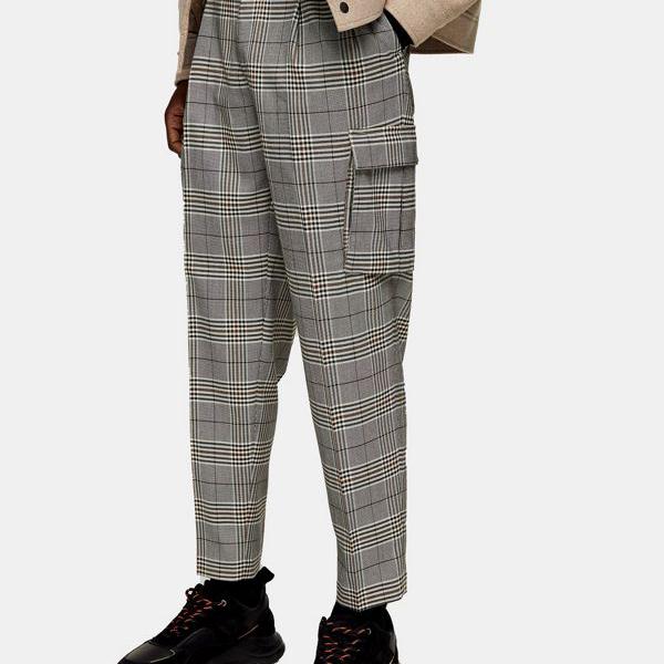 お気にいる トップマン Topman Topman トップマンチェックカーゴテーパードパンツグレー パンツ ボトム メンズ 男性 インポートブランド 小さいサイズから大きいサイズまで 保存版 Www Padraosign Com Br