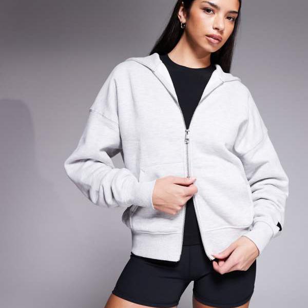 4505 Icon Rest Day ヘビーウェイト 440gsm コットン ジップアップ オーバーサイズ パーカー ライトグレー マール トップス レディース 女性 インポートブランド 小さいサイズから大きいサイズまで|セレクトショップ Diva Closet