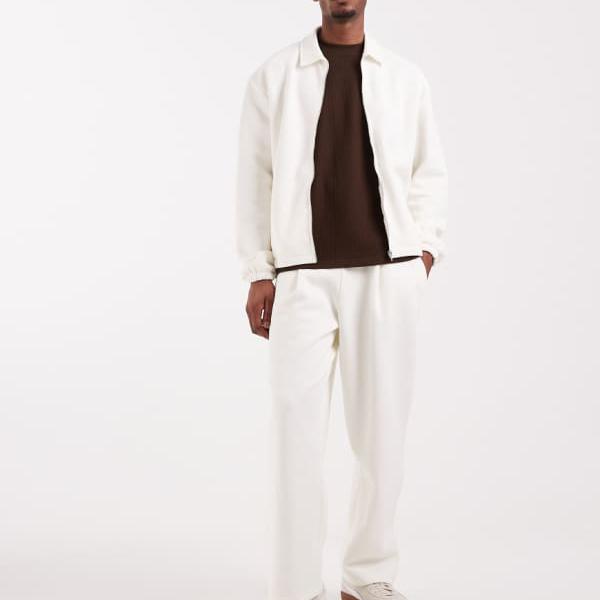 エイソス ASOS asos ASOS DESIGN ワイドレッグ ピケ ジョガーパンツ（クリーム色） パンツ ボトム メンズ 男性 インポートブランド 小さいサイズから大きいサイズまで