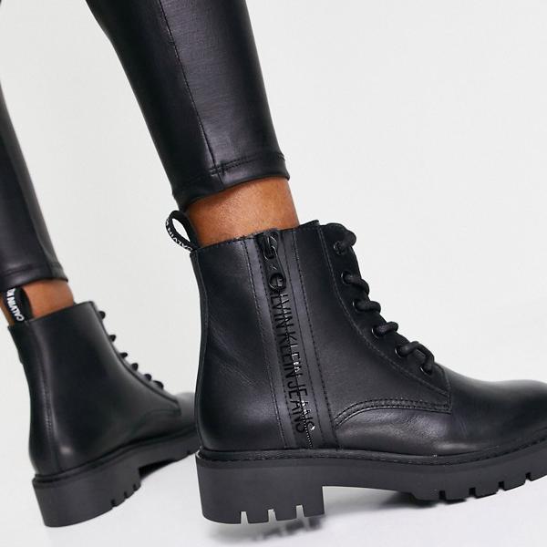 激安単価で 楽天市場 カルバンクラインジーンズ Calvin Klein Jeans カルバンクラインジーンズは黒のジップブーツをひもで締めます 靴 レディース 女性 インポートブランド 小さいサイズから大きいサイズまで セレクトショップ Diva Closet Seal限定商品 Www