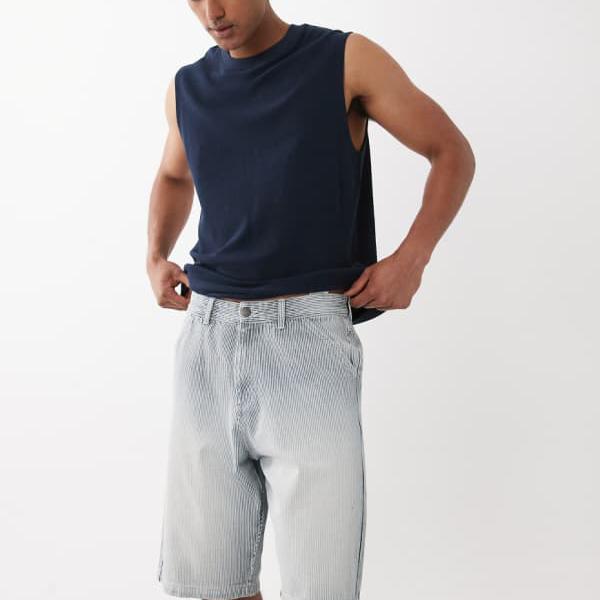ジャックアンドジョーンズ Jack \u0026 Jones 万力＆ジョーンズ アレックス バギーショーツ ヒッコリーストライプ ズボン下 下つ方 メンズ 成人男性 インポートブランド たわい無い大きさから気が大きい大きさまで