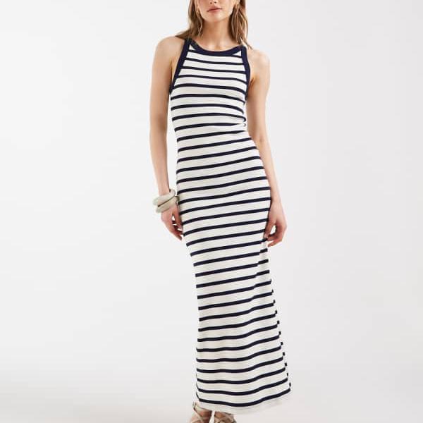 エイソス ASOS asos ASOS DESIGN リブタンクトップミディドレス（縞模様柄） 衣装 レディース お上さん インポートブランド たわい無い大きさから気が大きい大きさまで