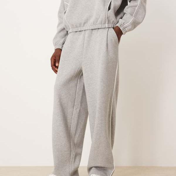 エイソス ASOS asos ASOS DESIGN コーデュロイ スーパーバギージョガーパンツ（サイドパイピング、グレーマール） パンツ ボトム メンズ 男性 インポートブランド 小さいサイズから大きいサイズまで