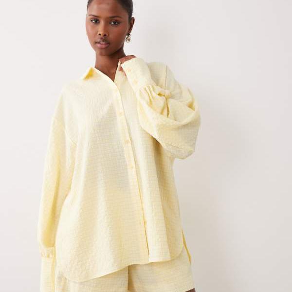 エイソス ASOS asos ASOS DESIGNのイエローギンガムチェックシャツ トップス レディース 女性 インポートブランド 小さいサイズから大きいサイズまで