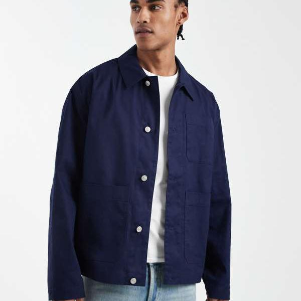 エイソス ASOS asos ASOS DESIGN オーバーサイズ ワークジャケット（ネイビー） アウター メンズ 男性 インポートブランド 小さいサイズから大きいサイズまで 16,681円