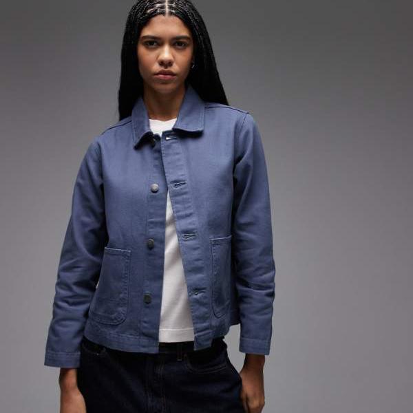 ディッキーズ Dickies ディッキーズの裏地なしキャンバス地ワークジャケット（ブルー） アウター レディース 女性 インポートブランド 小さいサイズから大きいサイズまで