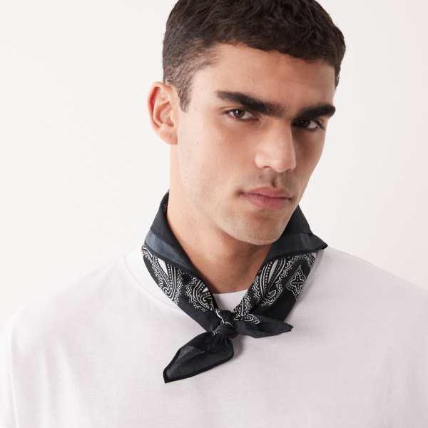 エイソス ASOS asos ASOS DESIGN ペイズリー柄コットンバンダナ（ブラック） アクセサリー メンズ 男性 インポートブランド