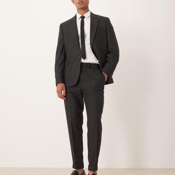 エイソス ASOS asos ASOS DESIGN スリムスーツパンツ（ウールブレンド ブラックチェック） パンツ ボトム メンズ 男性 インポートブランド 小さいサイズから大きいサイズまで