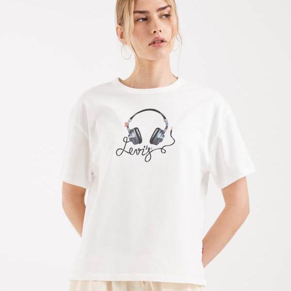リーバイス Levi's リーバイスのミュージックグラフィックのヴィンテージTシャツ（ホワイト） トップス レディース 女性 インポートブランド 小さいサイズから大きいサイズまで