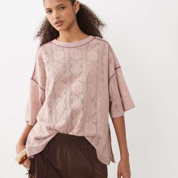 エイソス ASOS asos ASOS DESIGN ジャージークロシェ 大層らしい大きさティーシャツ（さくら色） トップス レディース 亭主もち インポートブランド ごく小さい大きさから大層らしい大きさまで