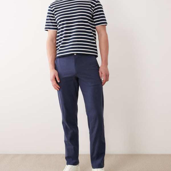 ジャックアンドジョーンズ Jack & Jones ジャック＆ジョーンズのリネン混紡トラウザー（ネイビー） パンツ ボトム メンズ 男性 インポートブランド 小さいサイズから大きいサイズまで