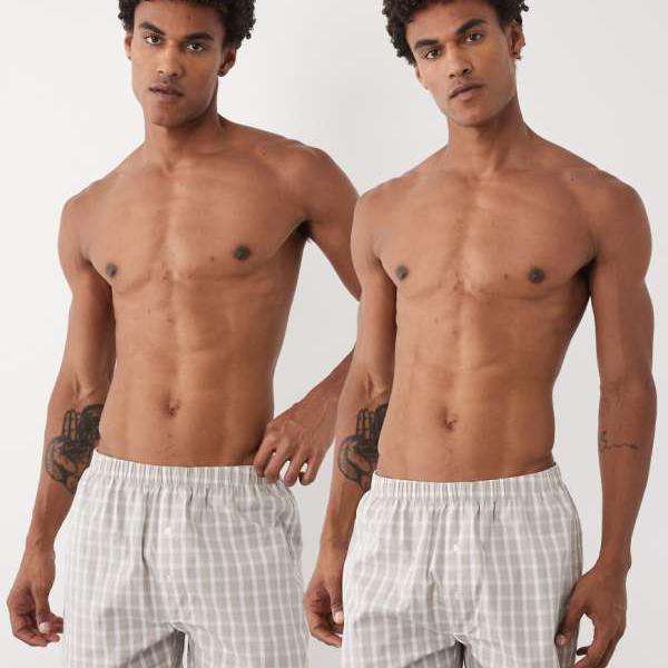 エイソス ASOS asos ASOS DESIGN ベージュチェック柄織りボクサーパンツ 2枚組 下着 メンズ 男性 インポートブランド 小さいサイズから大きいサイズまで｜セレクトショップ　Diva　Closet