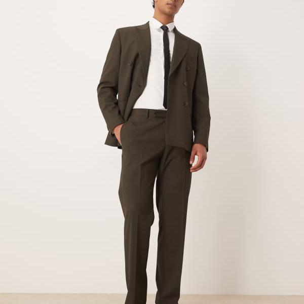 エイソス ASOS asos ASOS DESIGN 赤銅色のマイクロテクスチャストレートスーツパンツ ズボン下 下つ方 メンズ 成人男性 インポートブランド ごく小さい大きさから大層らしい大きさまで