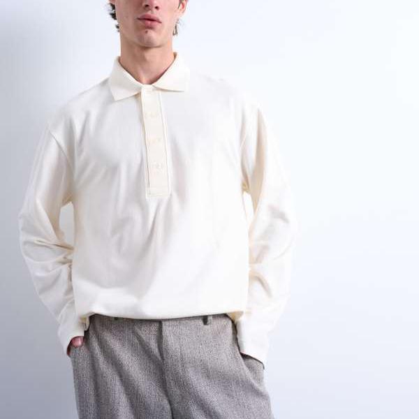 トップマン Topman TOPMAN Topman リラックスフィット ストラクチャードステッチ ロングスリーブポロ（エクリュ） トップス メンズ 男性 インポートブランド 小さいサイズから大きいサイズまで